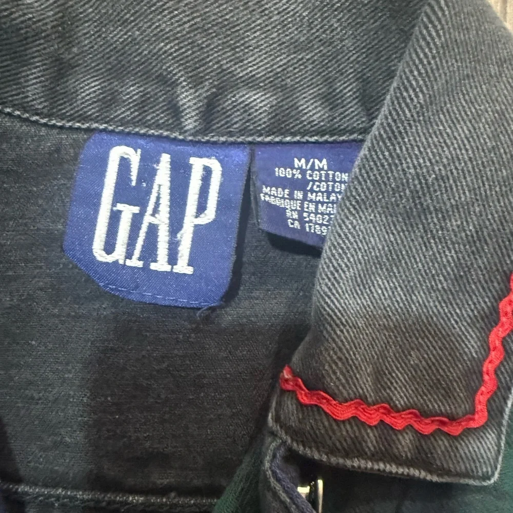 Vintage 90s GAP Patchwork Plaid Denim Jacket Rose Cropped M RARE - Picture 3 of 4